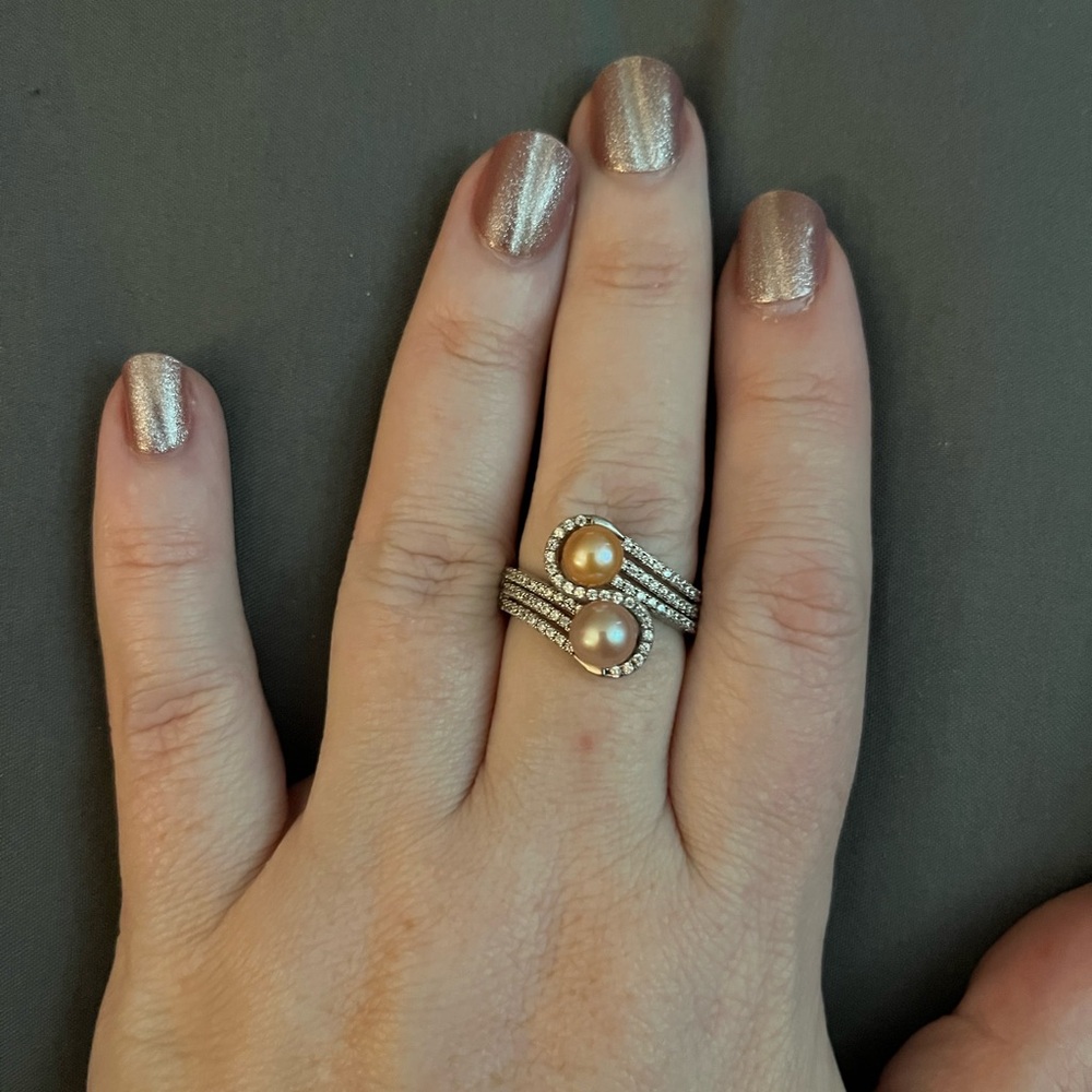 Elegant Pearl and Silver Ring Set